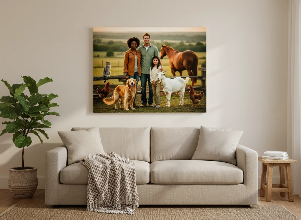Photoreal Gallery canvas mockup featuring sample Whole Flock artwork