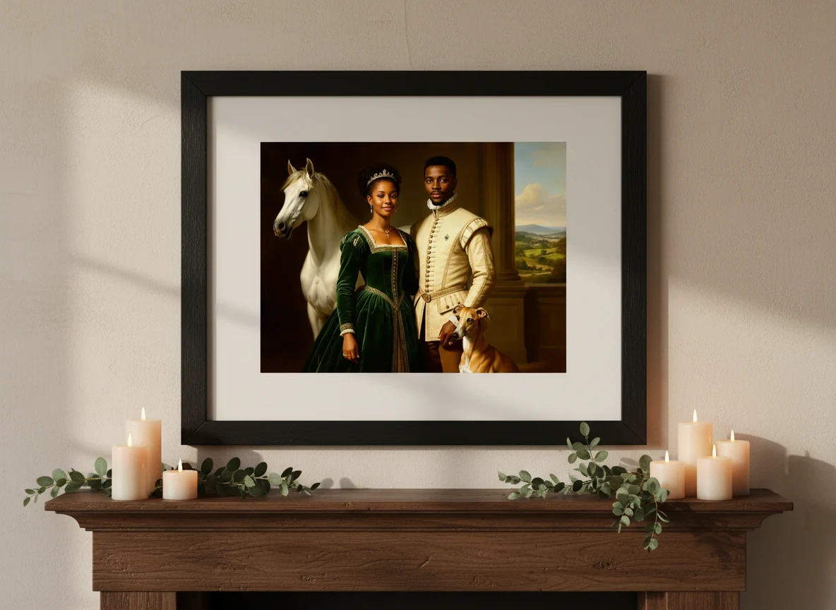 Photoreal Framed print mockup featuring sample Whole Flock artwork
